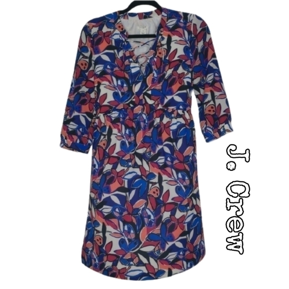 J. Crew Lace Up Butterfly Floral Printed Dress - Picture 2 of 12
